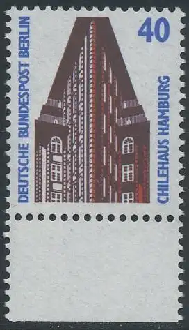 BERLIN 1988 Michel-Nummer 816 postfrisch EINZELMARKE RAND unten - Sehenswürdigkeiten: St.-Petri-Dom, Schleswig