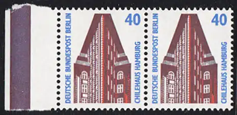 BERLIN 1988 Michel-Nummer 816 postfrisch horiz.PAAR RAND links - Sehenswürdigkeiten: St.-Petri-Dom, Schleswig