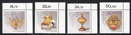 BERLIN 1988 Michel-Nummer 818-821 postfrisch SATZ(4) EINZELMARKEN ECKRÄNDER oben rechts - Gold- und Silberschmiedekunst