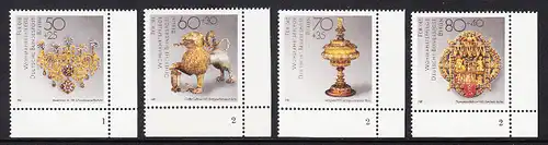 BERLIN 1988 Michel-Nummer 818-821 postfrisch SATZ(4) EINZELMARKEN ECKRÄNDER unten rechts (FN) - Gold- und Silberschmiedekunst