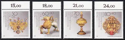BERLIN 1988 Michel-Nummer 818-821 postfrisch SATZ(4) EINZELMARKEN RÄNDER oben (b) - Gold- und Silberschmiedekunst