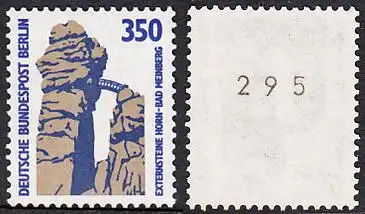 BERLIN 1989 Michel-Nummer 835 postfrisch EINZELMARKE m/ rücks.Rollennummer 295 - Sehenswürdigkeiten: Externsteine, Horn-Bad Meinberg