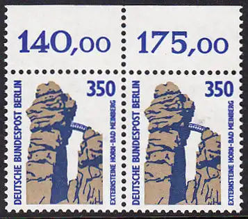 BERLIN 1989 Michel-Nummer 835 postfrisch horiz.PAAR RAND oben - Sehenswürdigkeiten: Externsteine, Horn-Bad Meinberg