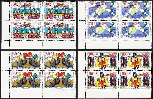 BERLIN 1989 Michel-Nummer 838-841 postfrisch SATZ(4) BLÖCKE ECKRAND unten links - Zirkus