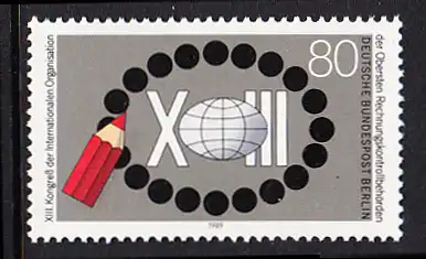 BERLIN 1989 Michel-Nummer 843 postfrisch EINZELMARKE - Kongress der Internationalen Organisation der Obersten Rechnungskontrollbehörden, Berlin