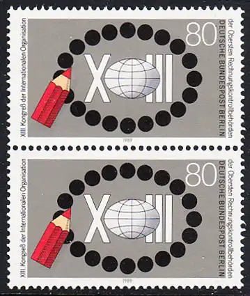 BERLIN 1989 Michel-Nummer 843 postfrisch vert.PAAR - Kongress der Internationalen Organisation der Obersten Rechnungskontrollbehörden, Berlin