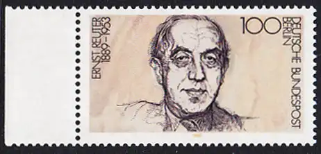 BERLIN 1989 Michel-Nummer 846 postfrisch EINZELMARKE RAND links - Ernst Reuter, Politiker, Oberbürgermeister von Berlin