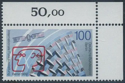 BERLIN 1989 Michel-Nummer 847 postfrisch EINZELMARKE ECKRAND oben rechts - Internationale Funkausstellung (IFA), Berlin