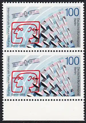 BERLIN 1989 Michel-Nummer 847 postfrisch vert.PAAR RAND unten - Internationale Funkausstellung (IFA), Berlin