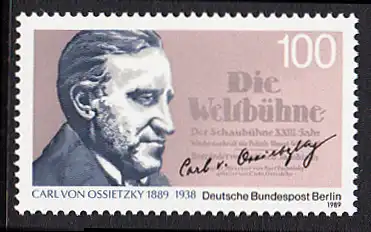 BERLIN 1989 Michel-Nummer 851 postfrisch EINZELMARKE - Carl von Ossietzky, Publizist