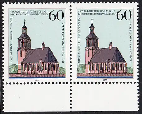 BERLIN 1989 Michel-Nummer 855 postfrisch horiz.PAAR RAND unten - Reformation im Kurfürstentum Brandenburg