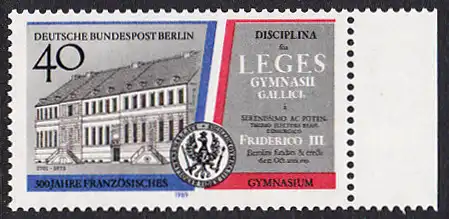 BERLIN 1989 Michel-Nummer 856 postfrisch EINZELMARKE RAND rechts - Französisches Gymnasium, Berlin