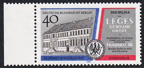 BERLIN 1989 Michel-Nummer 856 postfrisch EINZELMARKE RAND links - Französisches Gymnasium, Berlin