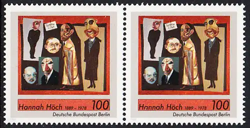 BERLIN 1989 Michel-Nummer 857 postfrisch horiz.PAAR - Hannah Höch, Malerin