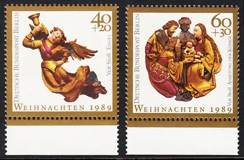 BERLIN 1989 Michel-Nummer 858-859 postfrisch SATZ(2) EINZELMARKEN RÄNDER unten - Weihnachten