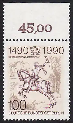 BERLIN 1990 Michel-Nummer 860 postfrisch EINZELMARKE RAND oben (d) - Internationale Postverbindungen in Europa