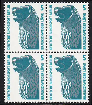 BERLIN 1990 Michel-Nummer 863 postfrisch BLOCK - Sehenswürdigkeiten: Löwenstandbild, Braunschweig