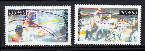 BERLIN 1990 Michel-Nummer 864-865 postfrisch SATZ(2) EINZELMARKEN - Beliebte Sportarten: Wasserball / Rollstuhl-Basketball