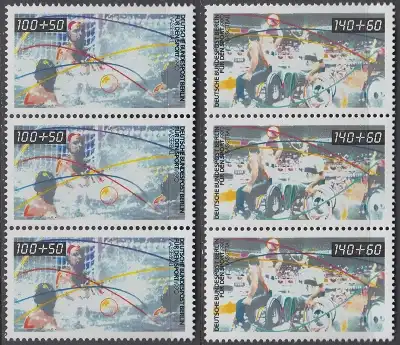 BERLIN 1990 Michel-Nummer 864-865 postfrisch SATZ(2) vert.STRIPS(3) - Beliebte Sportarten: Wasserball / Rollstuhl-Basketball