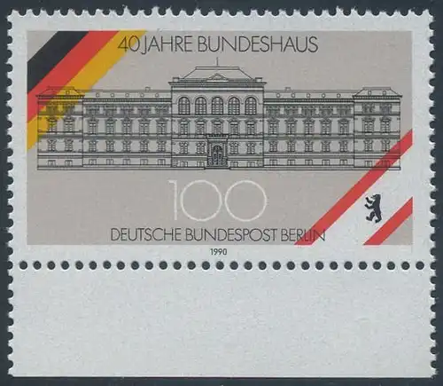 BERLIN 1990 Michel-Nummer 867 postfrisch EINZELMARKE RAND unten - Bundeshaus in Berlin