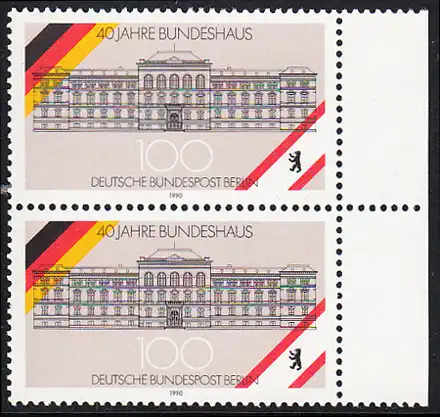 BERLIN 1990 Michel-Nummer 867 postfrisch vert.PAAR RAND rechts - Bundeshaus in Berlin