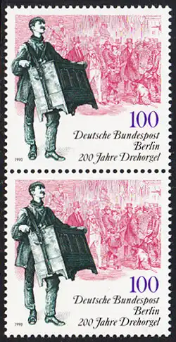 BERLIN 1990 Michel-Nummer 872 postfrisch vert.PAAR - 200 Jahre Drehorgel