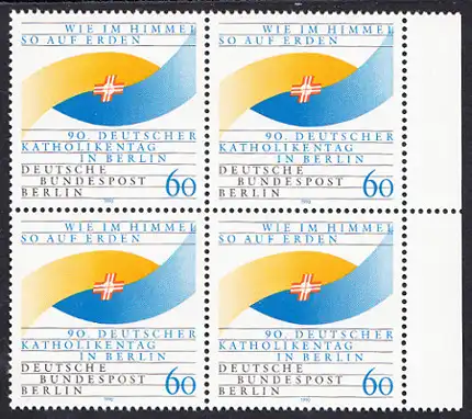 BERLIN 1990 Michel-Nummer 873 postfrisch BLOCK RÄNDER rechts - Deutscher Katholikentag, Berlin