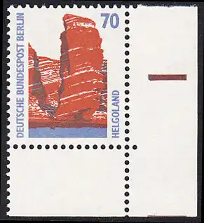 BERLIN 1990 Michel-Nummer 874 postfrisch EINZELMARKE ECKRAND unten rechts - Sehenswürdigkeiten: Helgoland
