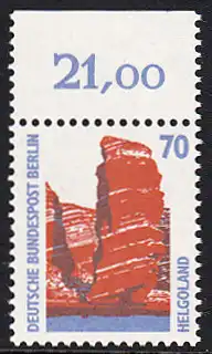 BERLIN 1990 Michel-Nummer 874 postfrisch EINZELMARKE RAND oben - Sehenswürdigkeiten: Helgoland