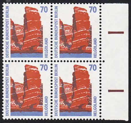 BERLIN 1990 Michel-Nummer 874 postfrisch BLOCK RÄNDER rechts - Sehenswürdigkeiten: Helgoland