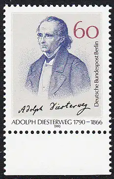 BERLIN 1990 Michel-Nummer 879 postfrisch EINZELMARKE RAND unten - Adolph Dieseterweg, Pädagoge
