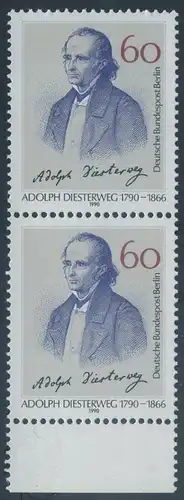 BERLIN 1990 Michel-Nummer 879 postfrisch vert.PAAR RAND unten - Adolph Dieseterweg, Pädagoge