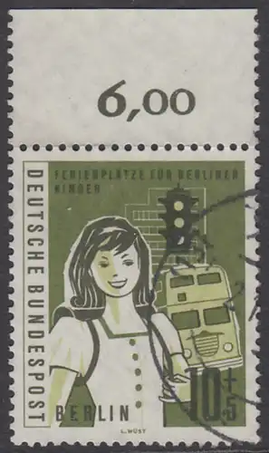 BERLIN 1960 Michel-Nummer 194 gestempelt EINZELMARKE RAND oben (a)