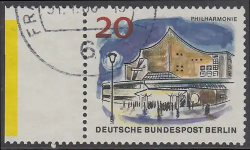 BERLIN 1965 Michel-Nummer 256 gestempelt EINZELMARKE RAND links (a)