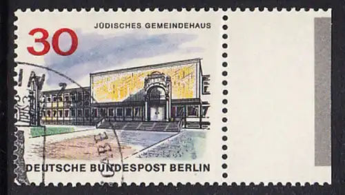 BERLIN 1965 Michel-Nummer 257 gestempelt EINZELMARKE RAND rechts (b)