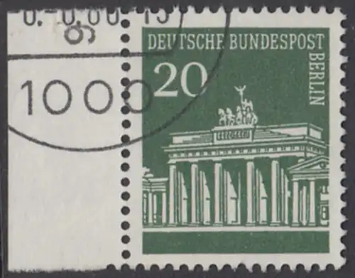 BERLIN 1966 Michel-Nummer 287 gestempelt EINZELMARKE RAND links (a)