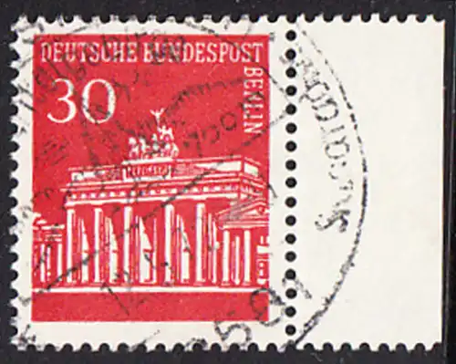BERLIN 1966 Michel-Nummer 288 gestempelt EINZELMARKE RAND rechts (b)