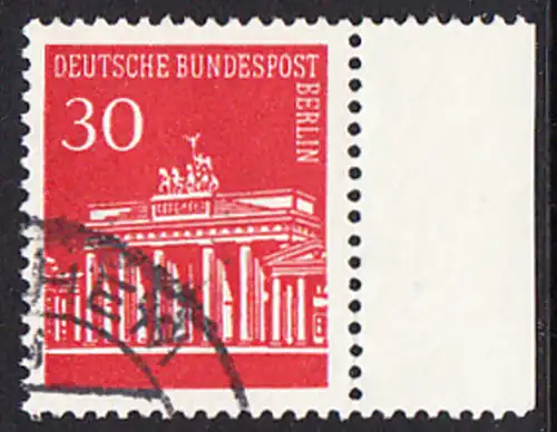 BERLIN 1966 Michel-Nummer 288 gestempelt EINZELMARKE RAND rechts (a)