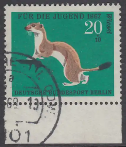 BERLIN 1967 Michel-Nummer 300 gestempelt EINZELMARKE RAND unten (a)