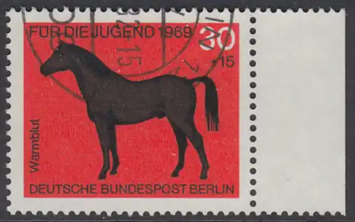 BERLIN 1969 Michel-Nummer 328 gestempelt EINZELMARKE RAND rechts (a)