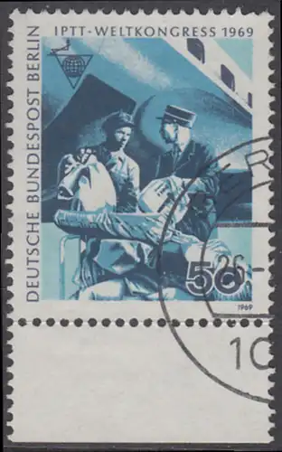 BERLIN 1969 Michel-Nummer 345 gestempelt EINZELMARKE RAND unten (a)