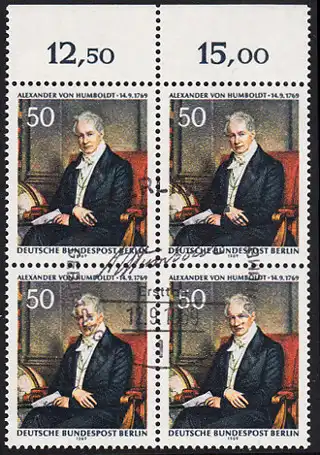 BERLIN 1969 Michel-Nummer 346 gestempelt BLOCK RÄNDER oben (b)