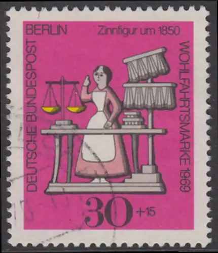 BERLIN 1969 Michel-Nummer 350 gestempelt EINZELMARKE (m)