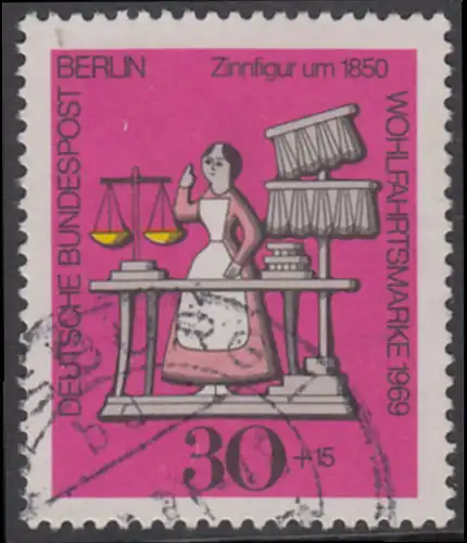 BERLIN 1969 Michel-Nummer 350 gestempelt EINZELMARKE (l)