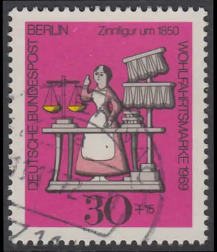 BERLIN 1969 Michel-Nummer 350 gestempelt EINZELMARKE (e)
