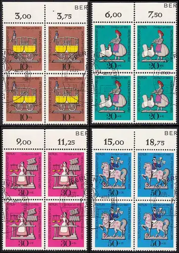 BERLIN 1969 Michel-Nummer 348-351 gestempelt SATZ(4) BLÖCKE RÄNDER oben