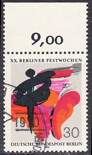 BERLIN 1970 Michel-Nummer 372 gestempelt EINZELMARKE RAND oben (c)