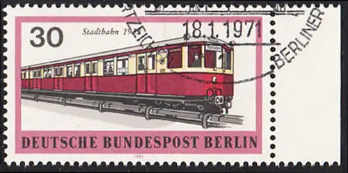 BERLIN 1971 Michel-Nummer 382 gestempelt EINZELMARKE RAND rechts (b)