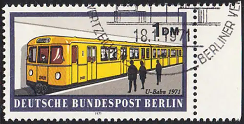 BERLIN 1971 Michel-Nummer 384 gestempelt EINZELMARKE RAND rechts (b)
