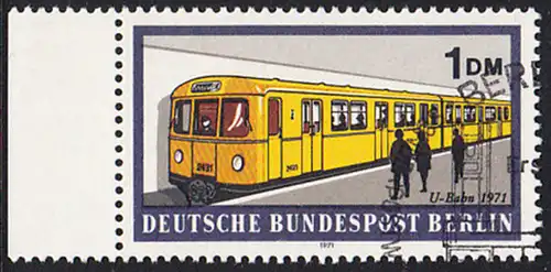 BERLIN 1971 Michel-Nummer 384 gestempelt EINZELMARKE RAND links (a)
